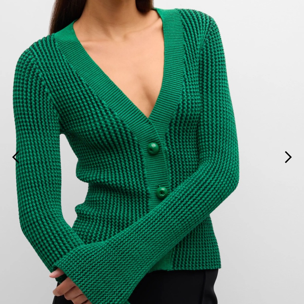 Simon miller peep textured knit cardigan in gummy green